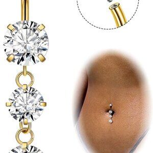 Elegant Gold and Silver Belly Button Ring